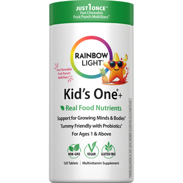 Kid’s One Multi + Real Food Nutrients Fruit Punch, 120 Chewable Vegan Tablets