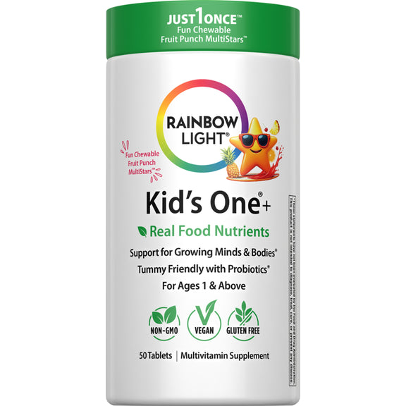 Kid’s One Multi + Real Food Nutrients Fruit Punch, 50 Chewable Vegan Tablets