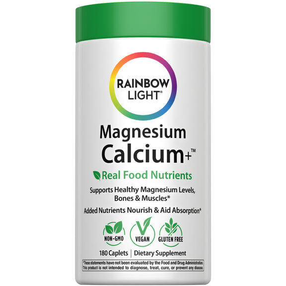 Magnésio Cálcio + Nutrientes de Alimentos Reais, 180 Cápsulas Veganas