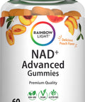 NAD+ Advanced Gummies, 60 vegan gummies, with delicious peach flavor.