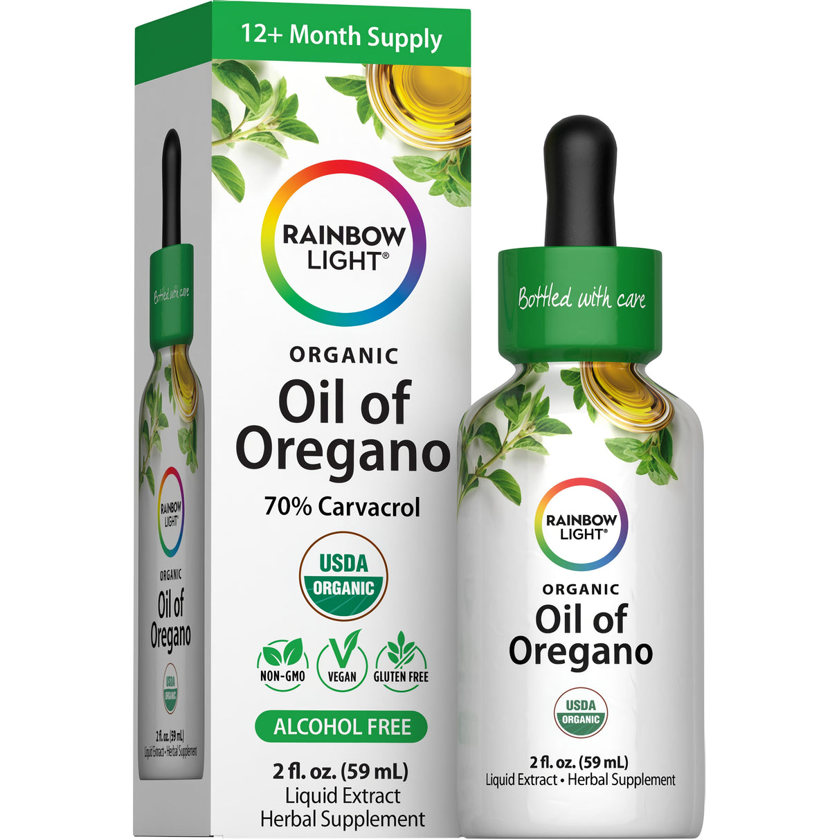 Extrait liquide d'huile d'origan sans alcool (biologique), 59 mL (2 fl oz) liquide