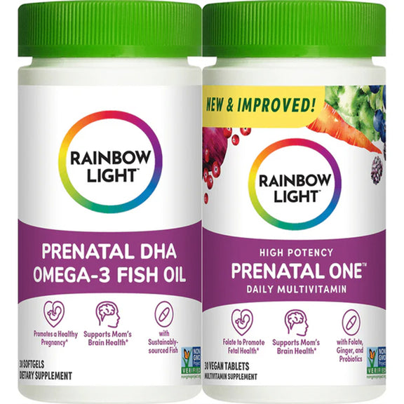 Duo Diário de Vitaminas Pré-natais & DHA, 2 Frascos para 30 Dias de Suprimento