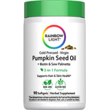Rainbow Light Pumpkin Seed Oil with Biotin & Saw Palmetto, 90 Softgels. Herbal supplement, non-GMO, gluten-free.