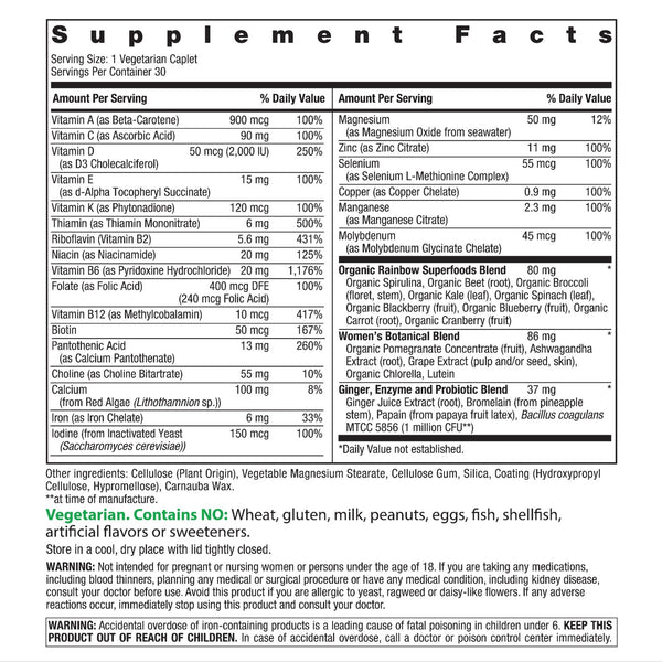 Women's One + Real Food Nutrients, 30 Vegetarian Caplets