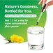 Product highlights graphic stating 'Nature's Goodness, Bottled.', 'Botanical power simple for daily use.', '1-2 mL a day super concentrated plant power.'